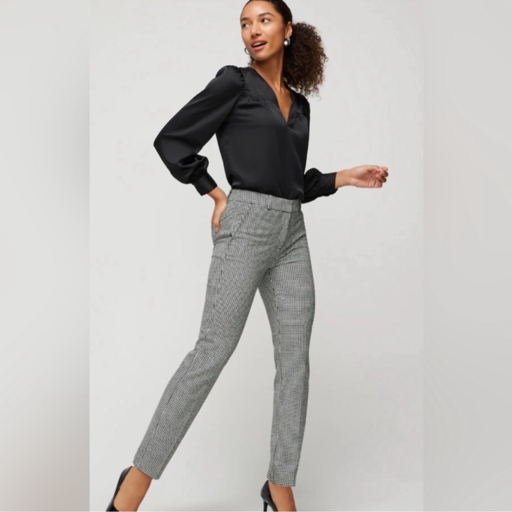 White House Black Market Comfort Stretch Houndstooth Slim Ankle Pants Sz 00